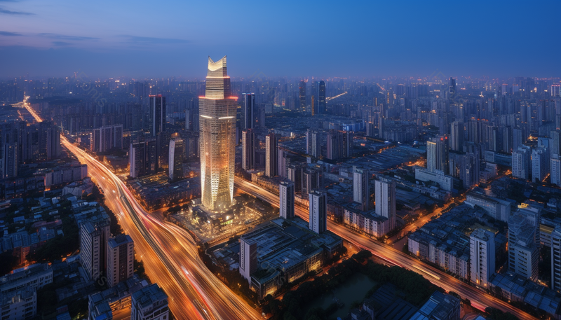 暮色中的上海新静安CBD,高清,摄影图,摄影图片,图片大全,摄影图免费下载